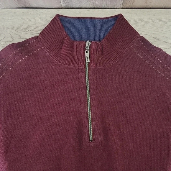 🛍Tommy Bahama Flipshore Reversible Maroon Quarter Zip Long Pullover Mens - Picture 5 of 8